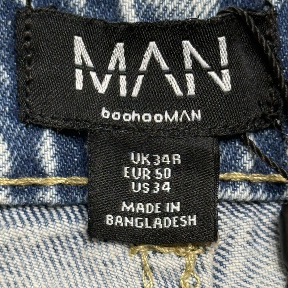 BoohooMAN Baggy Rigid Washed Jeans Light Blue Size 34 Button-Fly Actual 36x31 - Picture 12 of 16